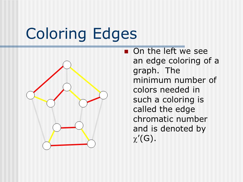 Coloring Edges On the left we see an edge coloring of a graph.