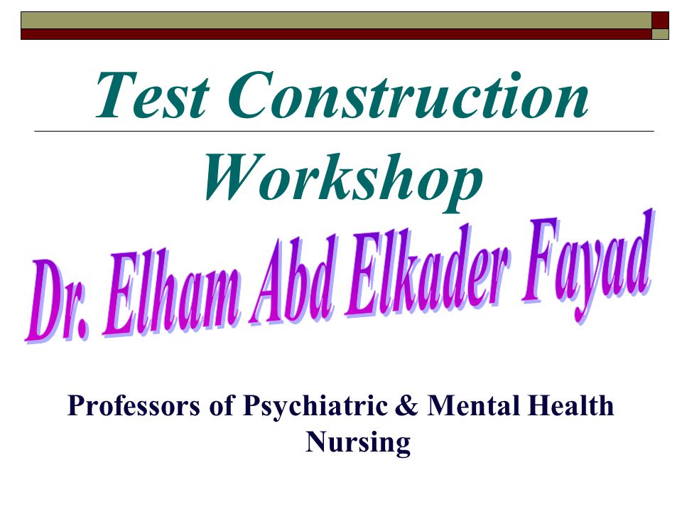 Test Construction Workshop Professors of Psychiatric & Mental Health Nursing