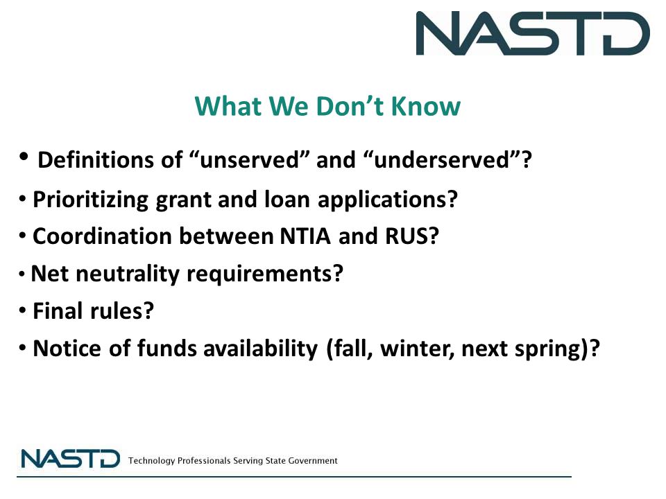 What We Don’t Know Definitions of unserved and underserved .