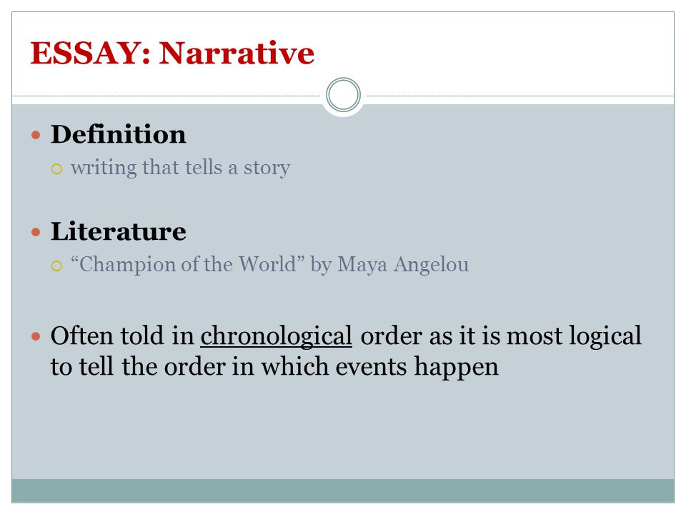 Order Narrative Essay