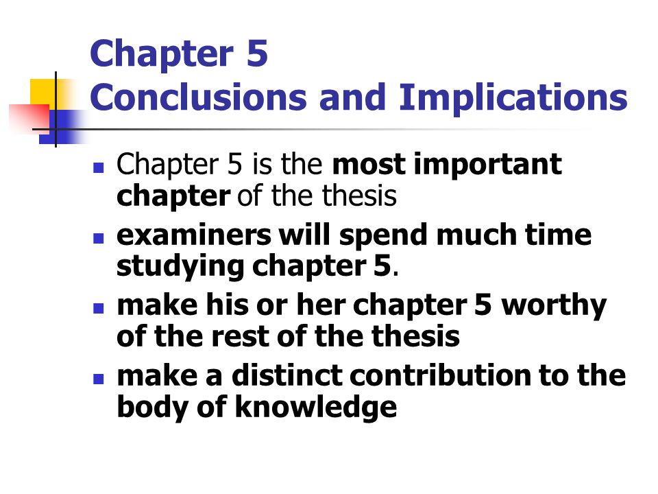 Outline for chapter 5 in a dissertation