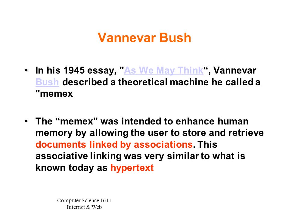 vannevar bushs 1945 essay The common app essay prompts are here check them out common application's new essay prompts | inside higher ed essay on hindu culture and region. vannevar bushs 1945 essay The common app essay prompts are here check them out common application's new essay prompts | inside higher ed essay on hindu culture and region.