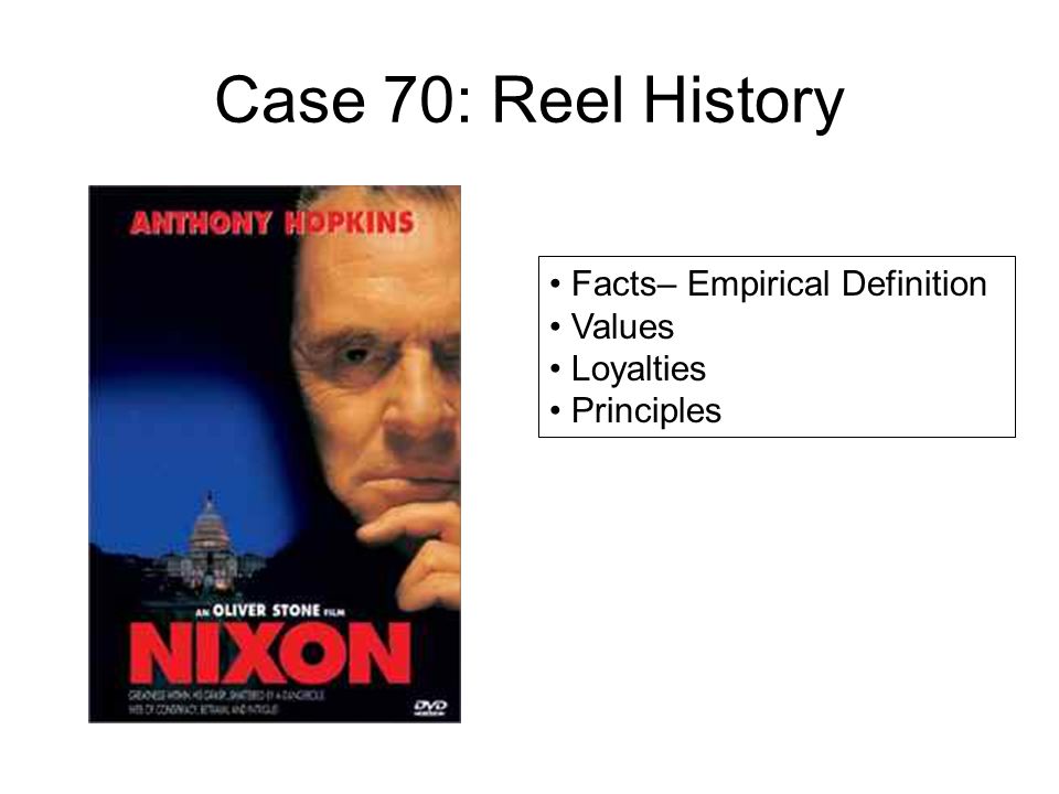 Case 70: Reel History Facts– Empirical Definition Values Loyalties Principles