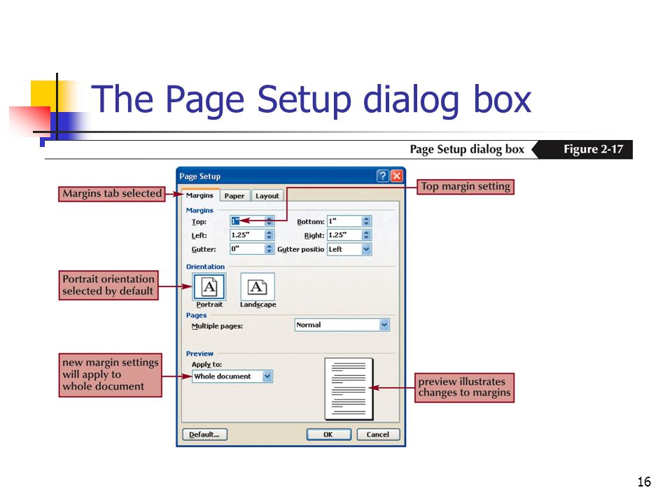 16 The Page Setup dialog box