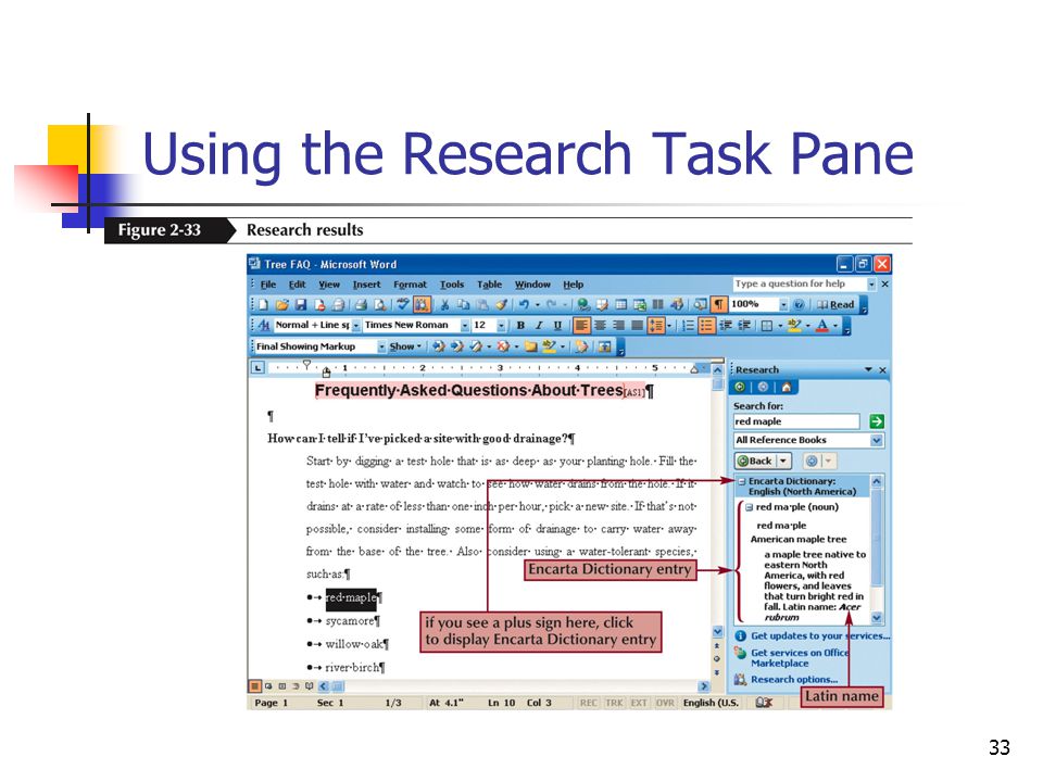33 Using the Research Task Pane