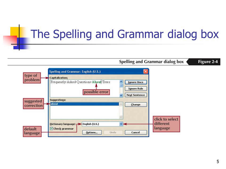 5 The Spelling and Grammar dialog box
