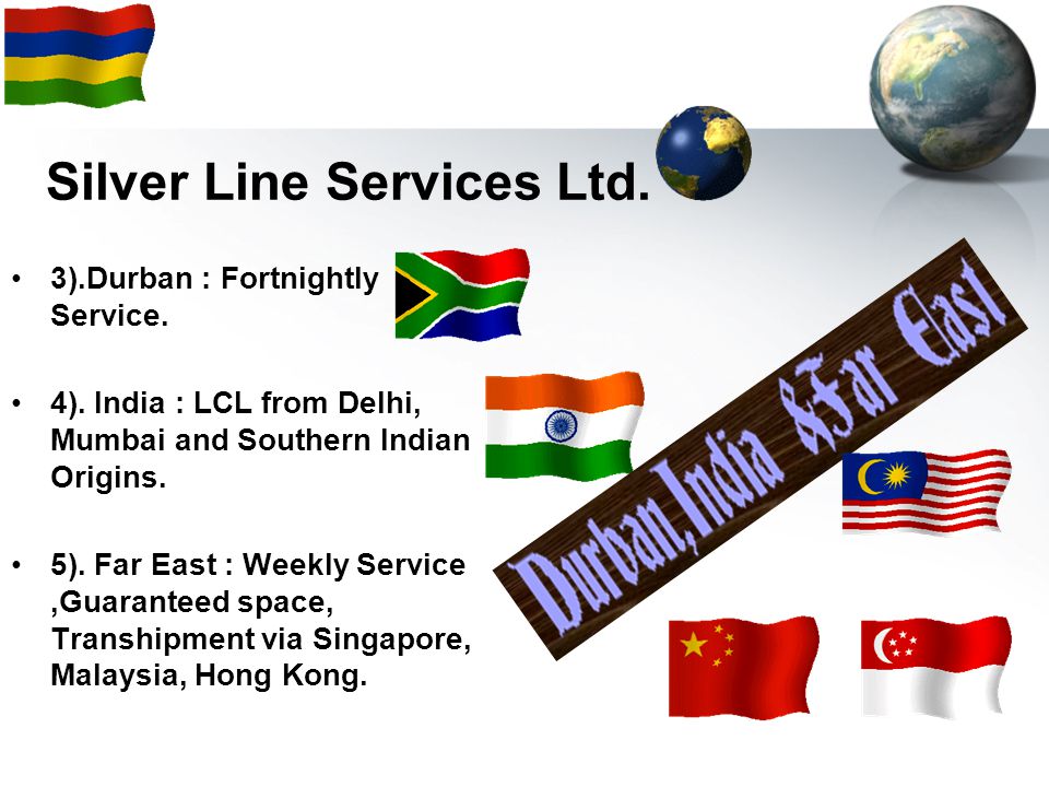 Silver Line Services Ltd. 3).Durban : Fortnightly Service.