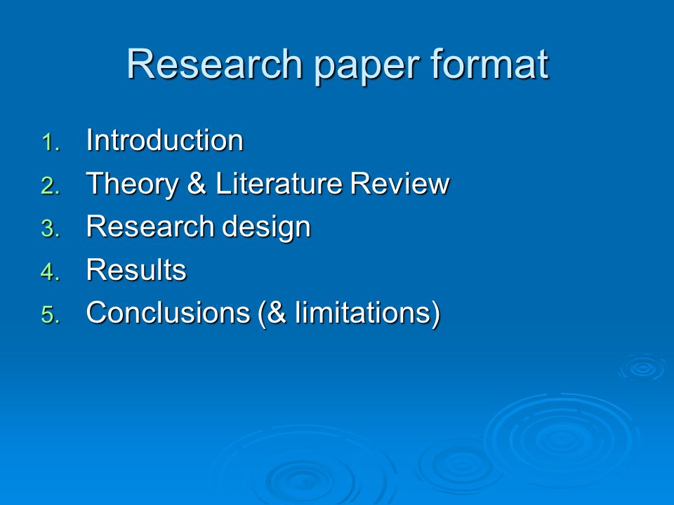 Format for term paper presentation