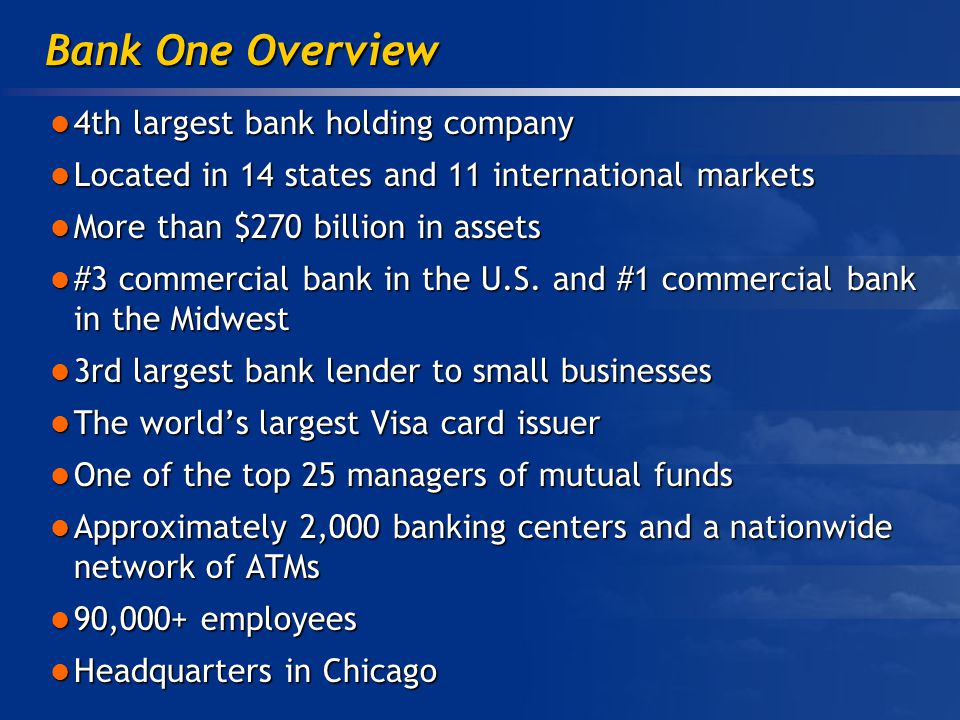 4th largest bank holding company 4th largest bank holding company Located in 14 states and 11 international markets Located in 14 states and 11 international markets More than $270 billion in assets More than $270 billion in assets #3 commercial bank in the U.S.
