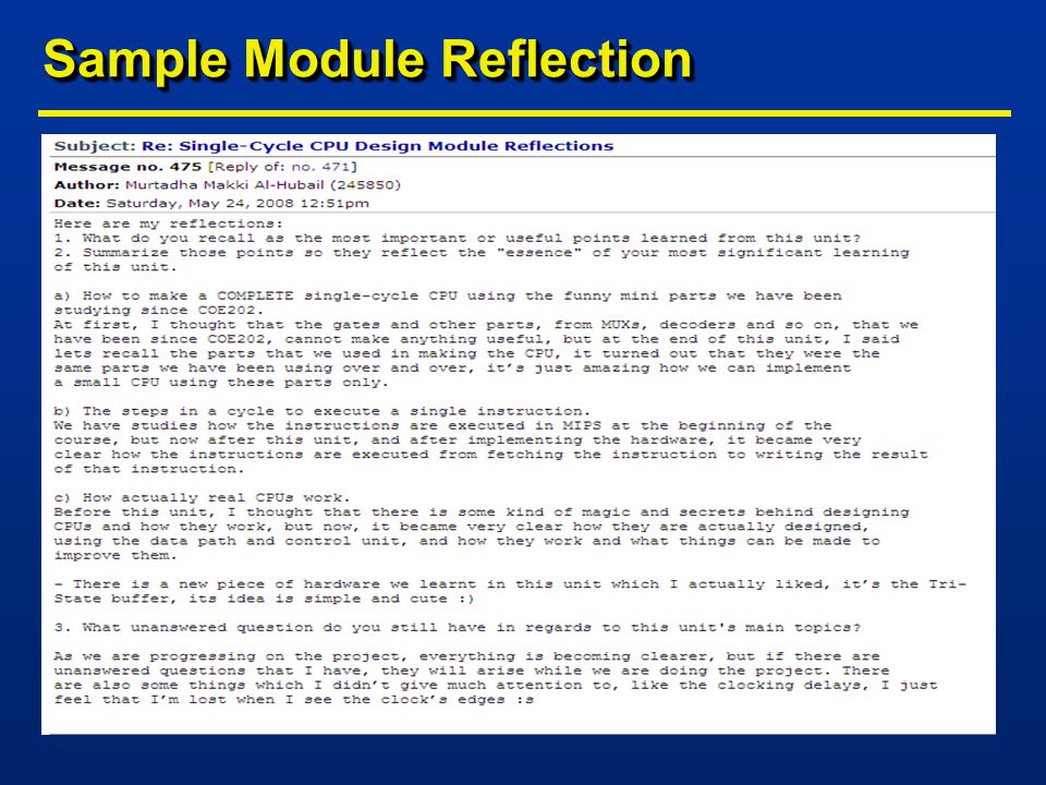 Sample Module Reflection