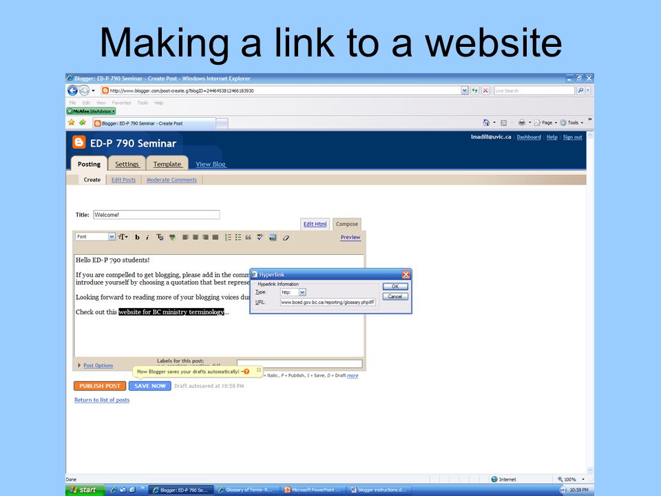 Making a link to a website