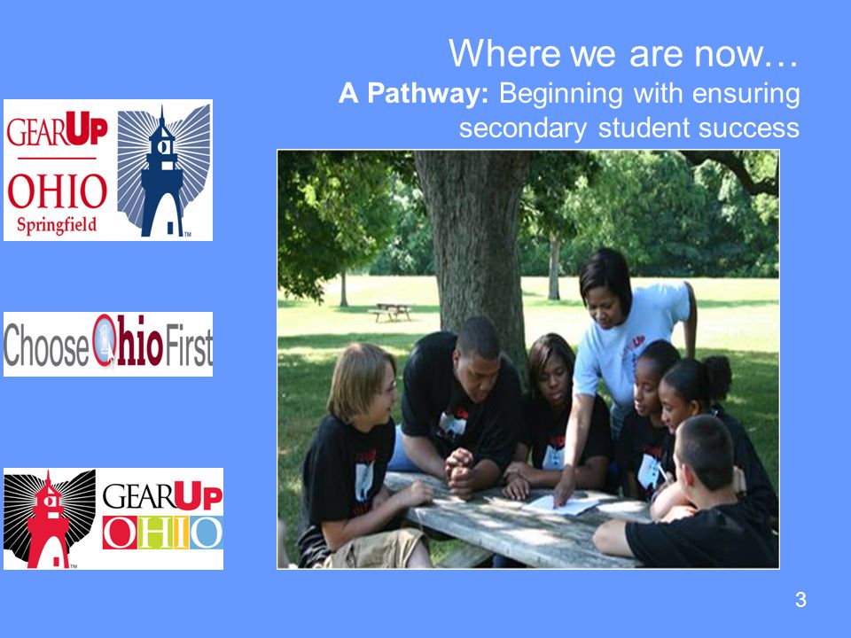 3 Where we are now… A Pathway: Beginning with ensuring secondary student success