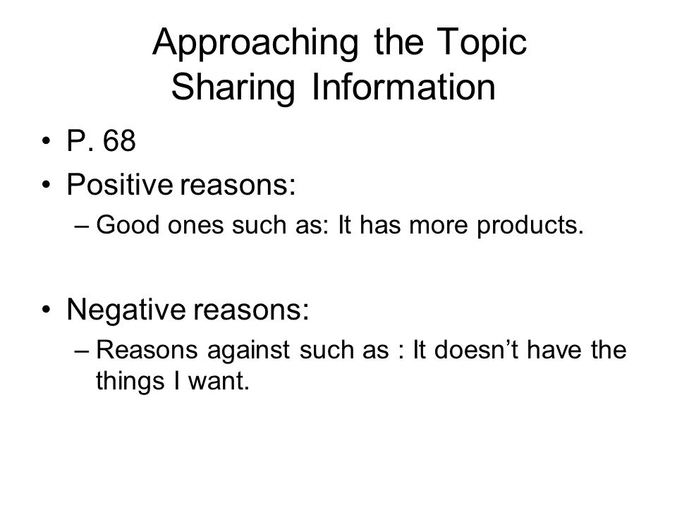 Approaching the Topic Sharing Information P.