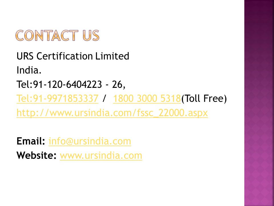 URS Certification Limited India.