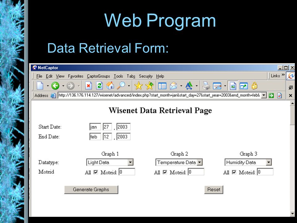 Data Retrieval Form: Web Program