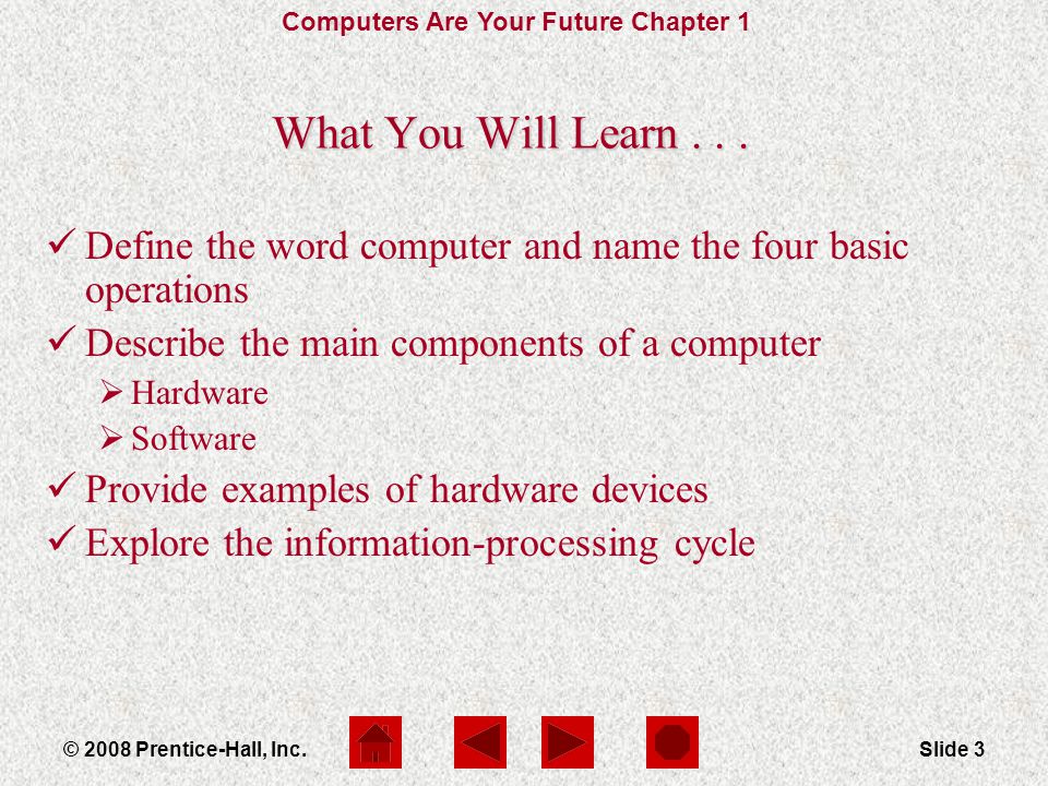 Computers Are Your Future Chapter 1 Slide 3© 2008 Prentice-Hall, Inc.
