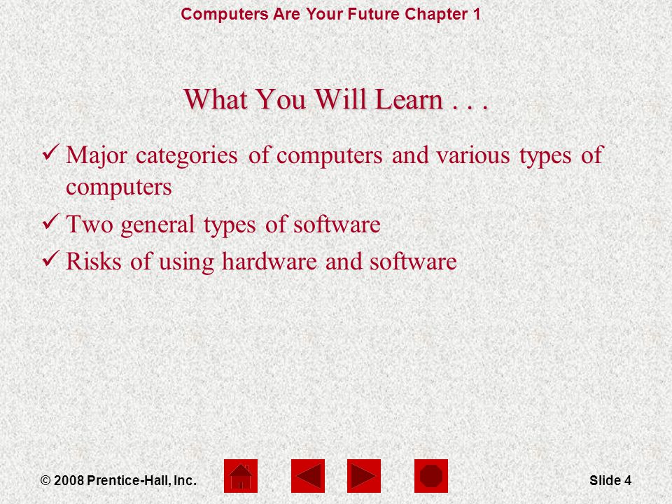 Computers Are Your Future Chapter 1 Slide 4© 2008 Prentice-Hall, Inc.