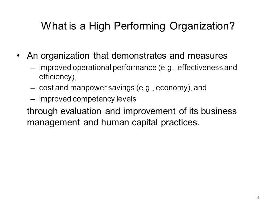 What is a High Performing Organization.