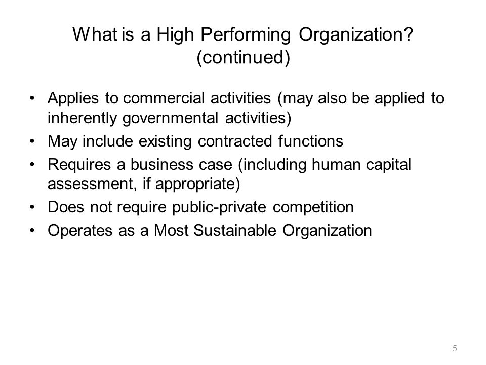 What is a High Performing Organization.