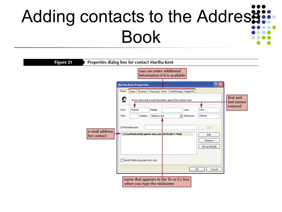 Adding contacts to the Address Book
