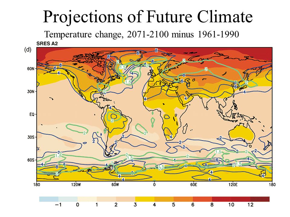Temperature change, minus Projections of Future Climate