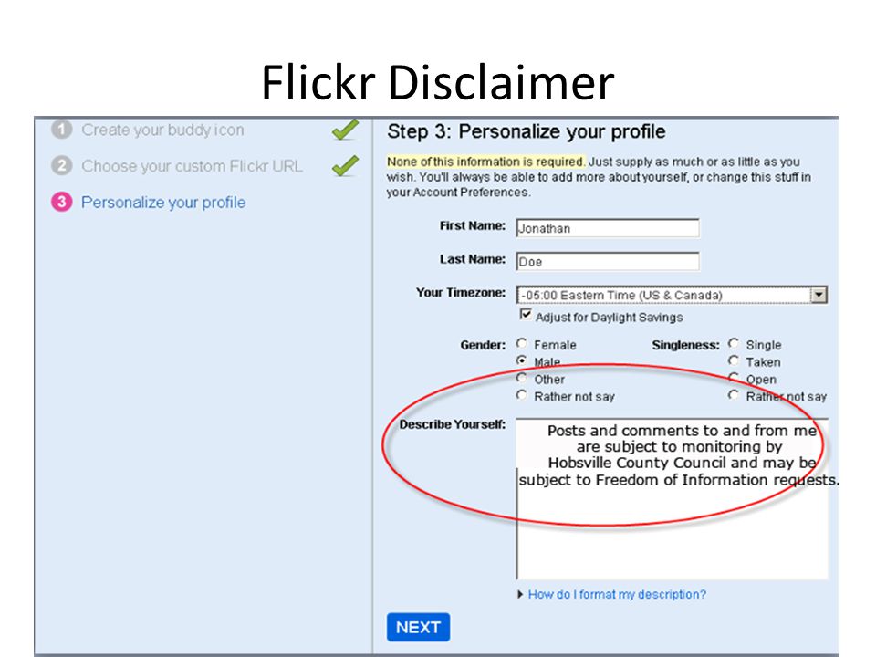 Flickr Disclaimer