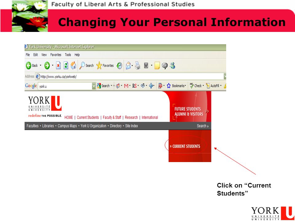 Changing Your Personal Information Click on Current Students