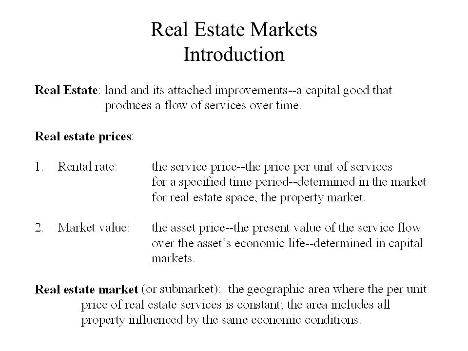 Real Estate Markets Introduction
