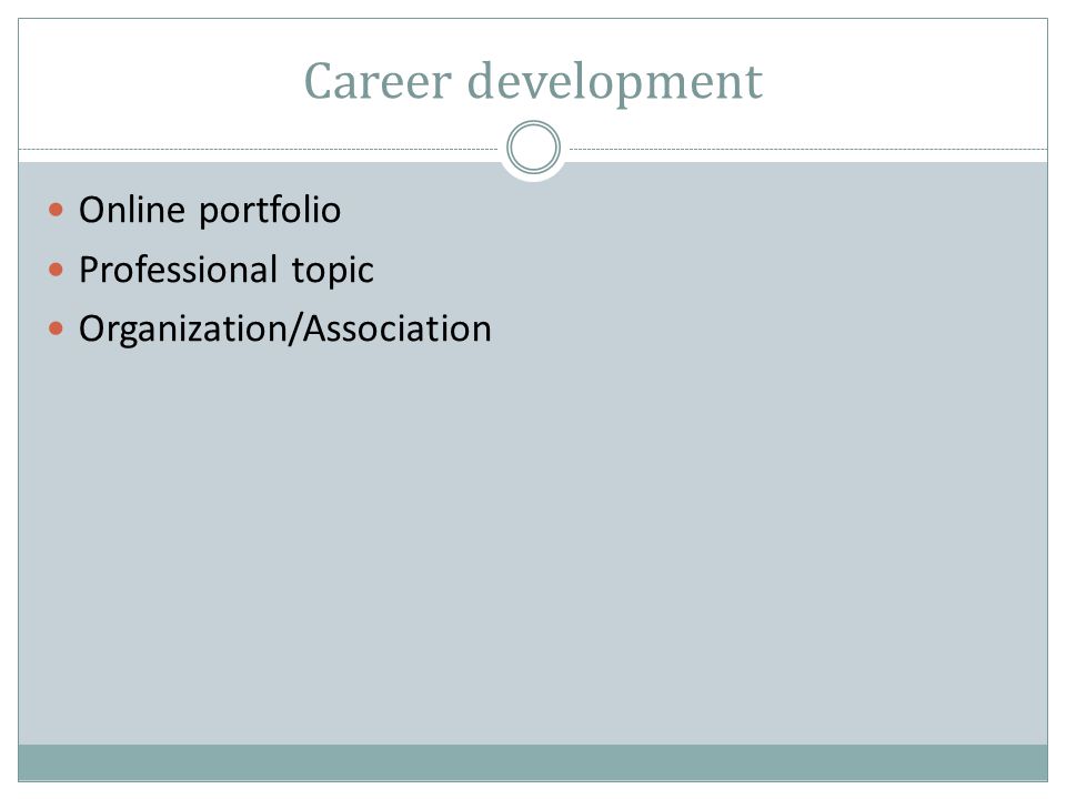 Career development Online portfolio Professional topic Organization/Association