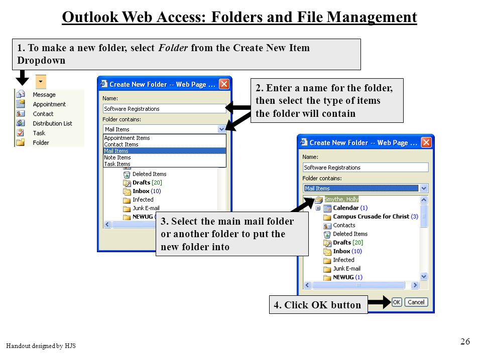 26 Outlook Web Access: Folders and File Management 1.