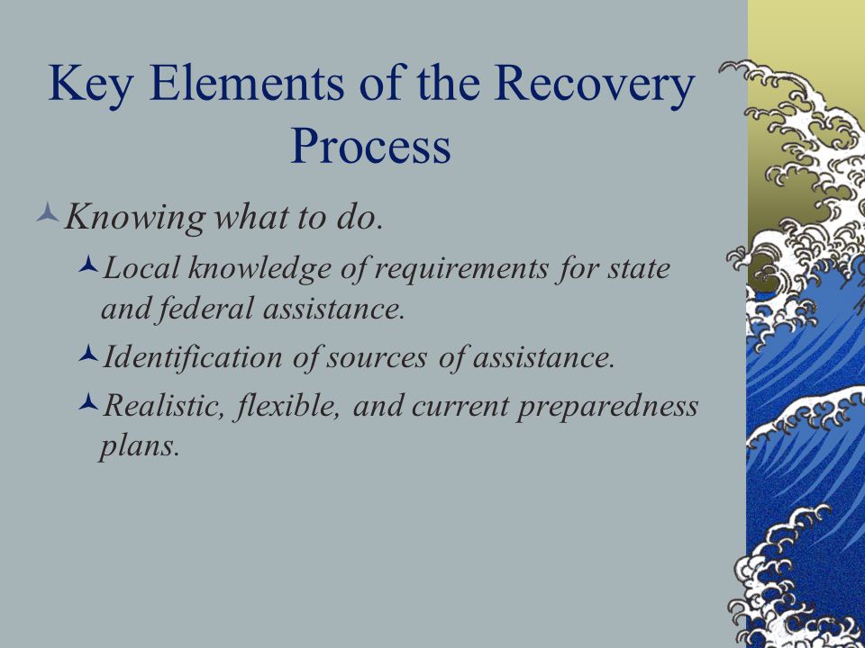 Key Elements of the Recovery Process Knowing what to do.