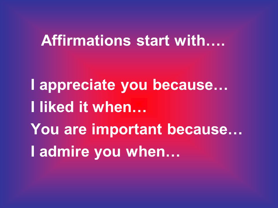 Affirmations start with….