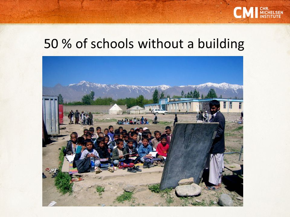 50 % of schools without a building