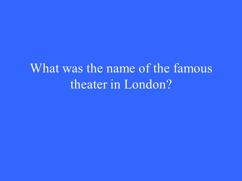 What was the name of the famous theater in London