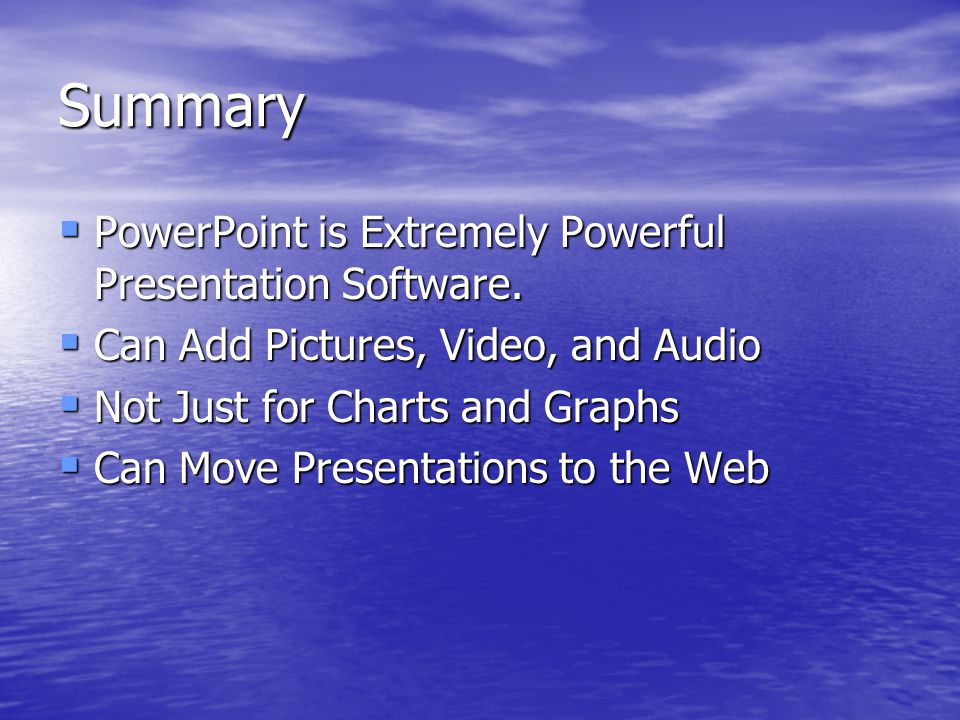 Moving Presentations to the Web  Add Action Buttons for Navigation  Simply Save As a Web Page File  FTP the File to the Web