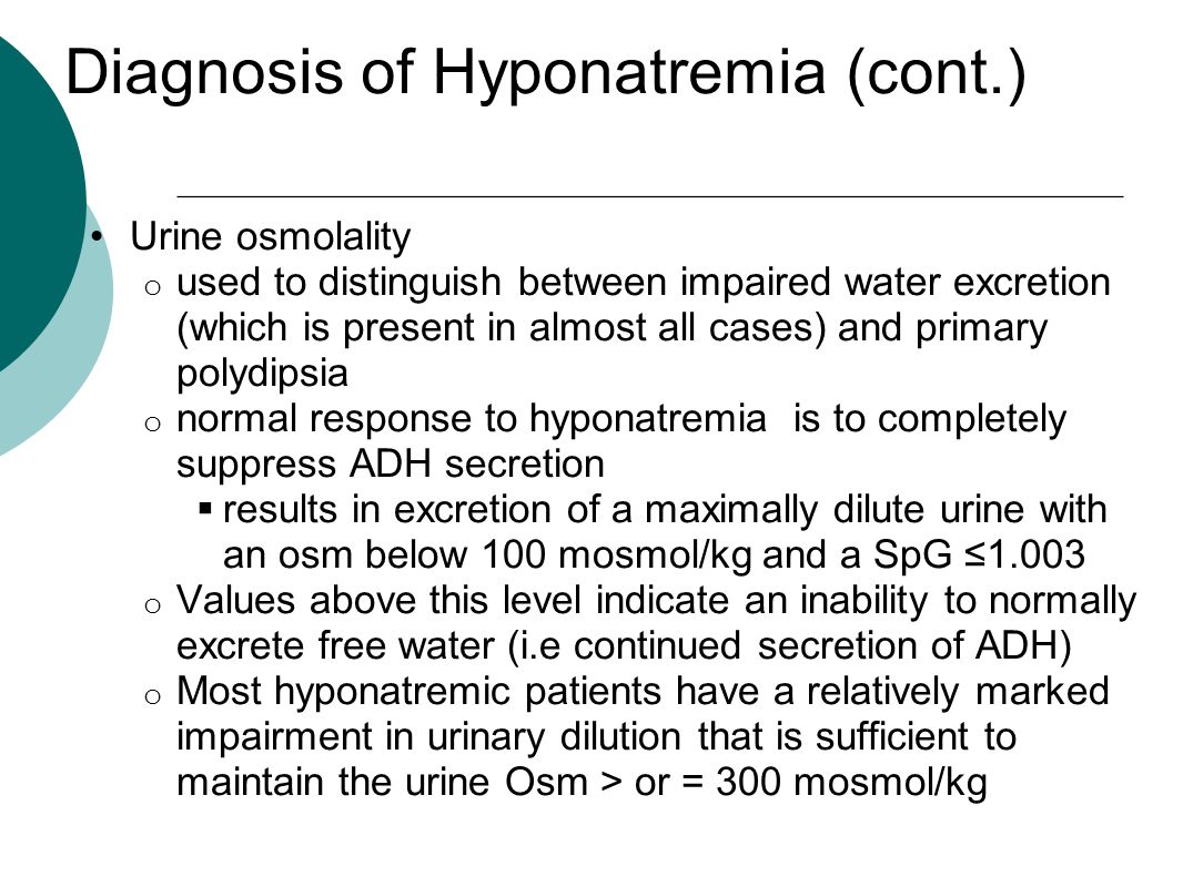 Beer Drinker S Potomania Am Report 10 26 09 Darrell Laudate Ppt 7 Diagnosis Of Hyponatremia Cont Urine Osmolality