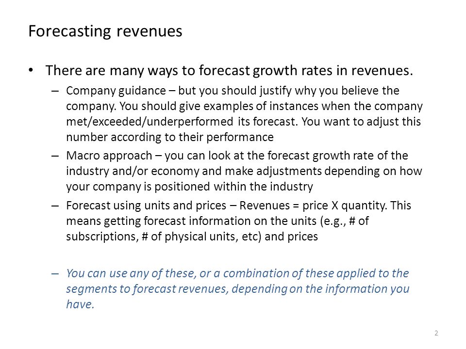 forecasting revenues