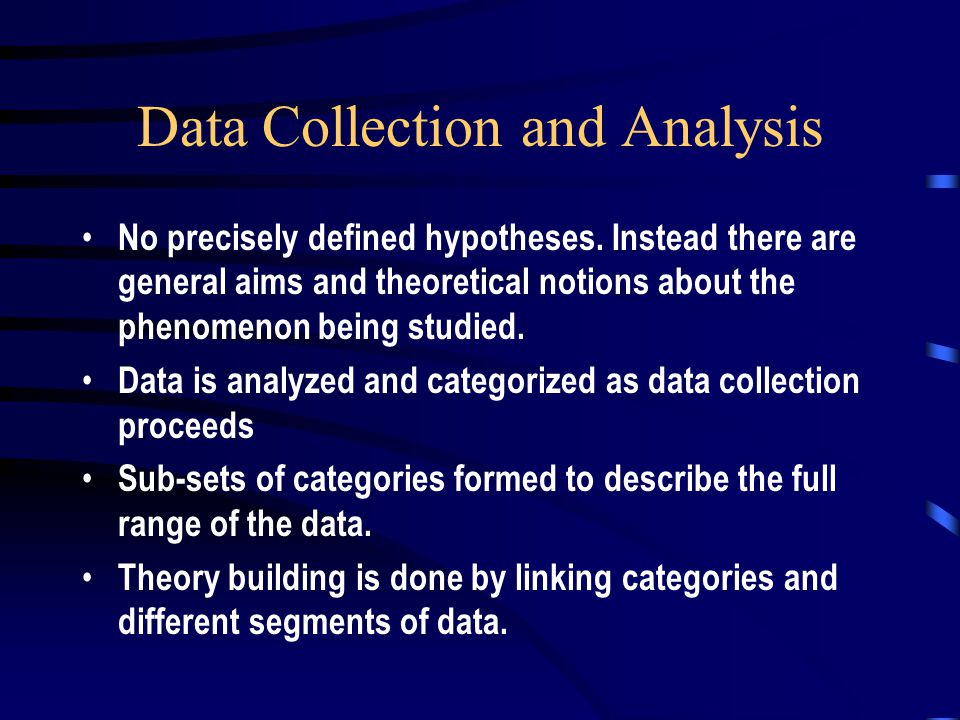 Data Collection and Analysis No precisely defined hypotheses.