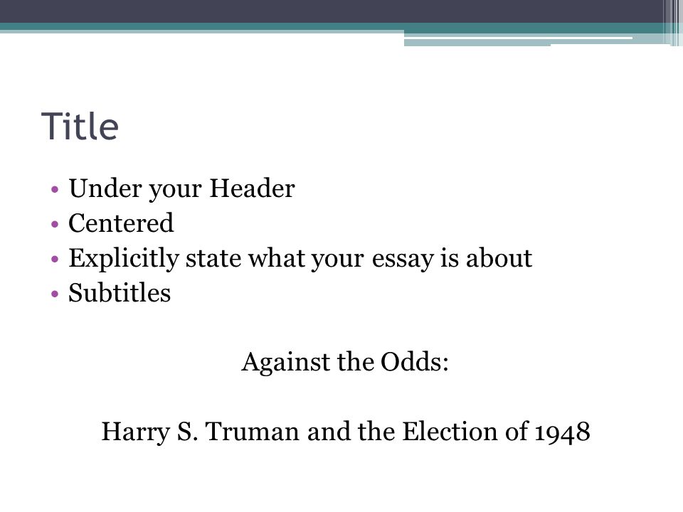 Heading For Essay
