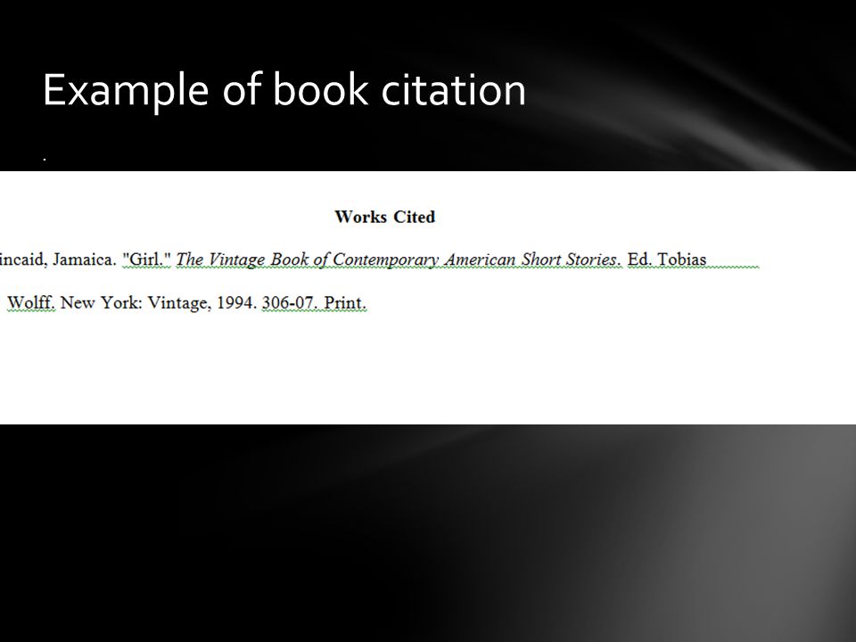 . Example of book citation