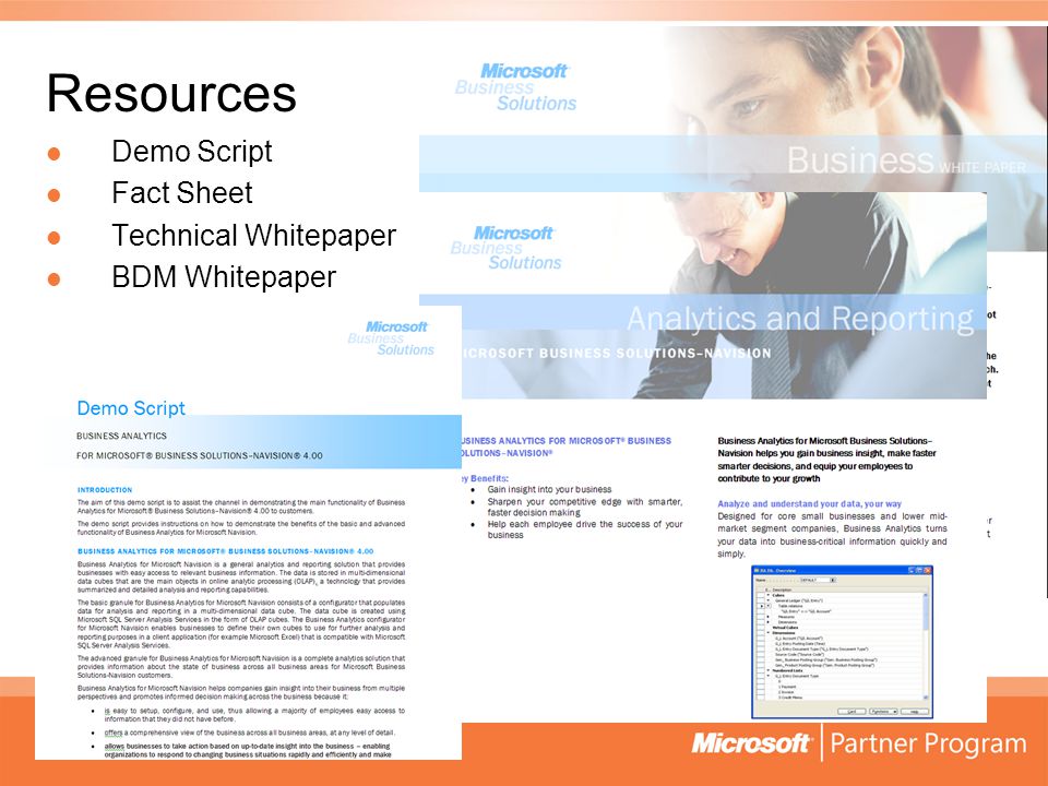 Resources Demo Script Demo Script Fact Sheet Fact Sheet Technical Whitepaper Technical Whitepaper BDM Whitepaper BDM Whitepaper
