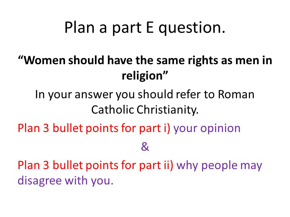 Plan a part E question.