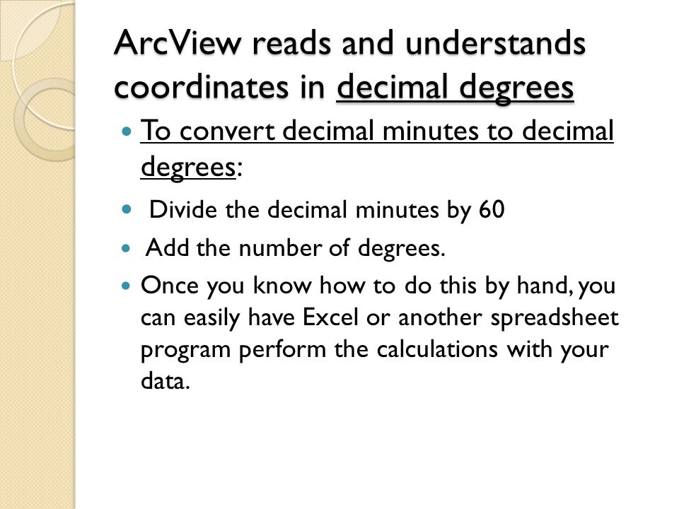 Excel gps coordinate conversion