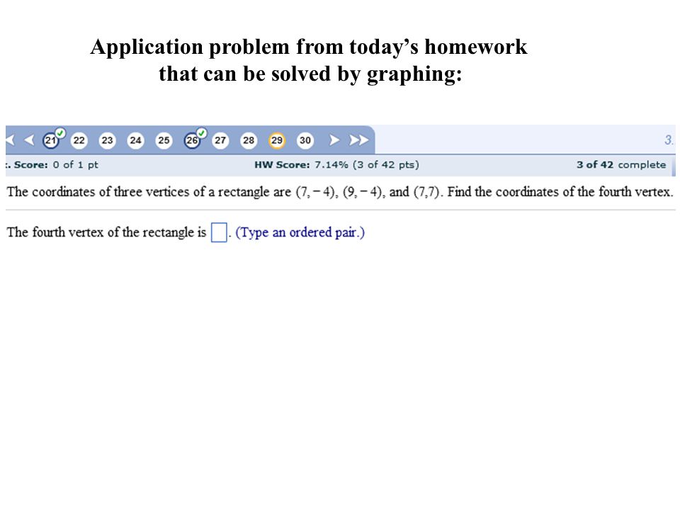 Application problem from today’s homework that can be solved by graphing: