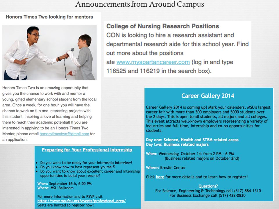 Announcements from Around CampusAnnouncements from Around Campus