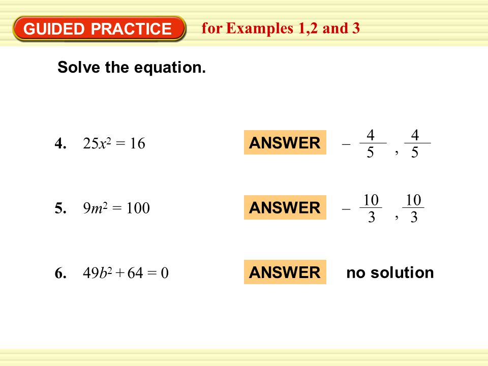 EXAMPLE 1 Solve quadratic equations Solve the equation.