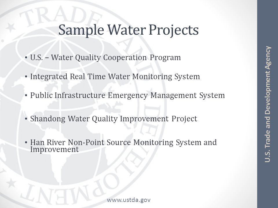 U.S. Trade and Development Agency Sample Water Projects U.S.