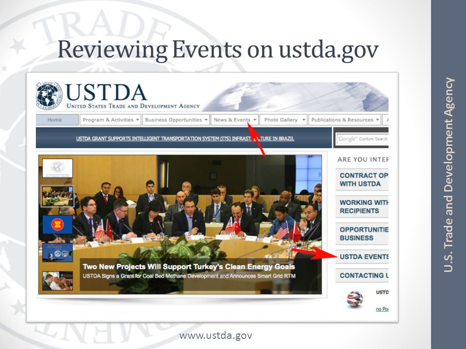 U.S. Trade and Development Agency Reviewing Events on ustda.gov