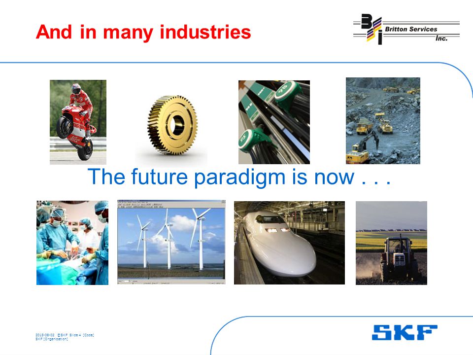 ©SKFSlide 4 [Code] SKF [Organization] And in many industries The future paradigm is now...