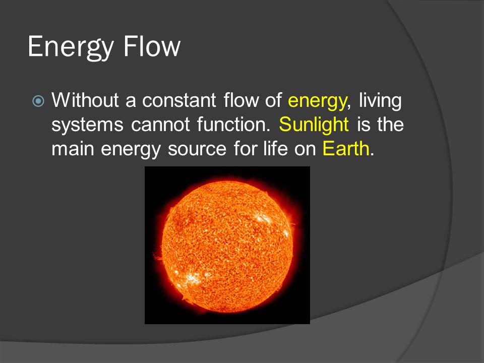 Energy Flow  Without a constant flow of energy, living systems cannot function.